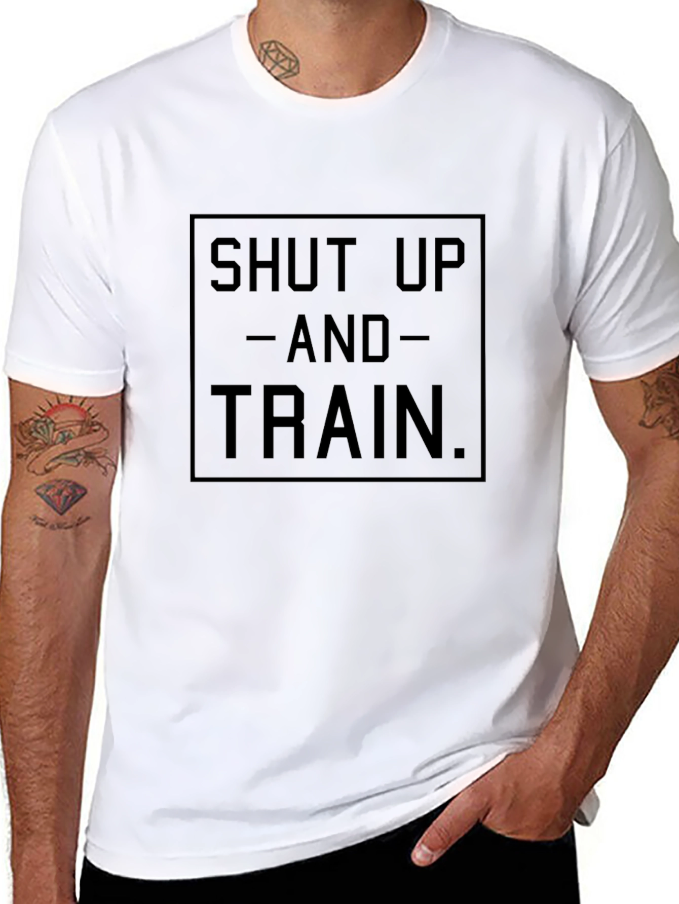 Shut Up and Train Black T-Shirt Motivational Gym