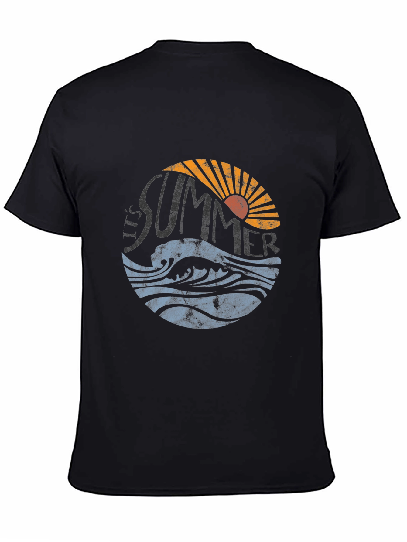 Summer Vibes Graphic Tee - Black Cotton T-Shirt