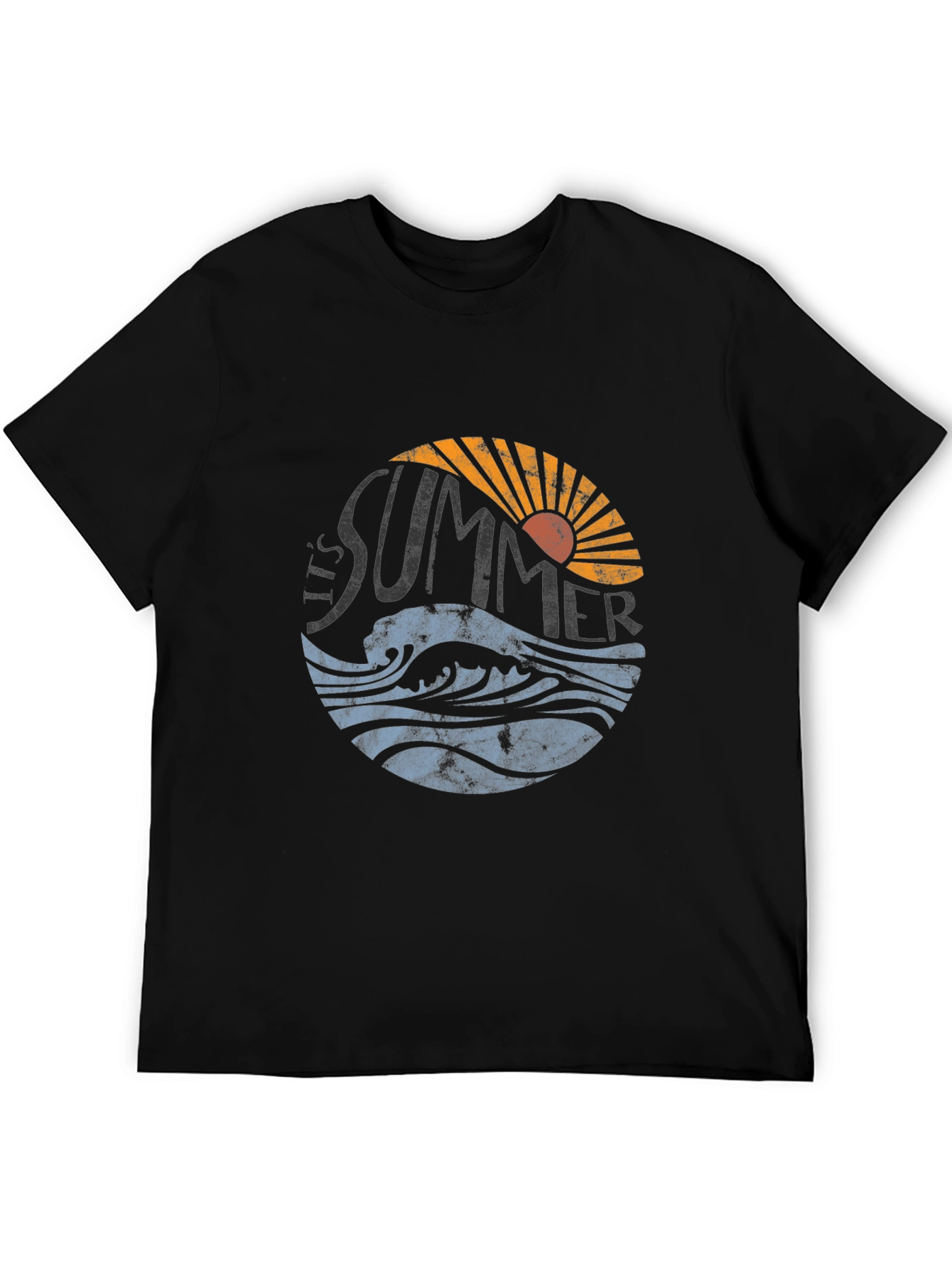 Summer Vibes Graphic Tee - Black Cotton T-Shirt