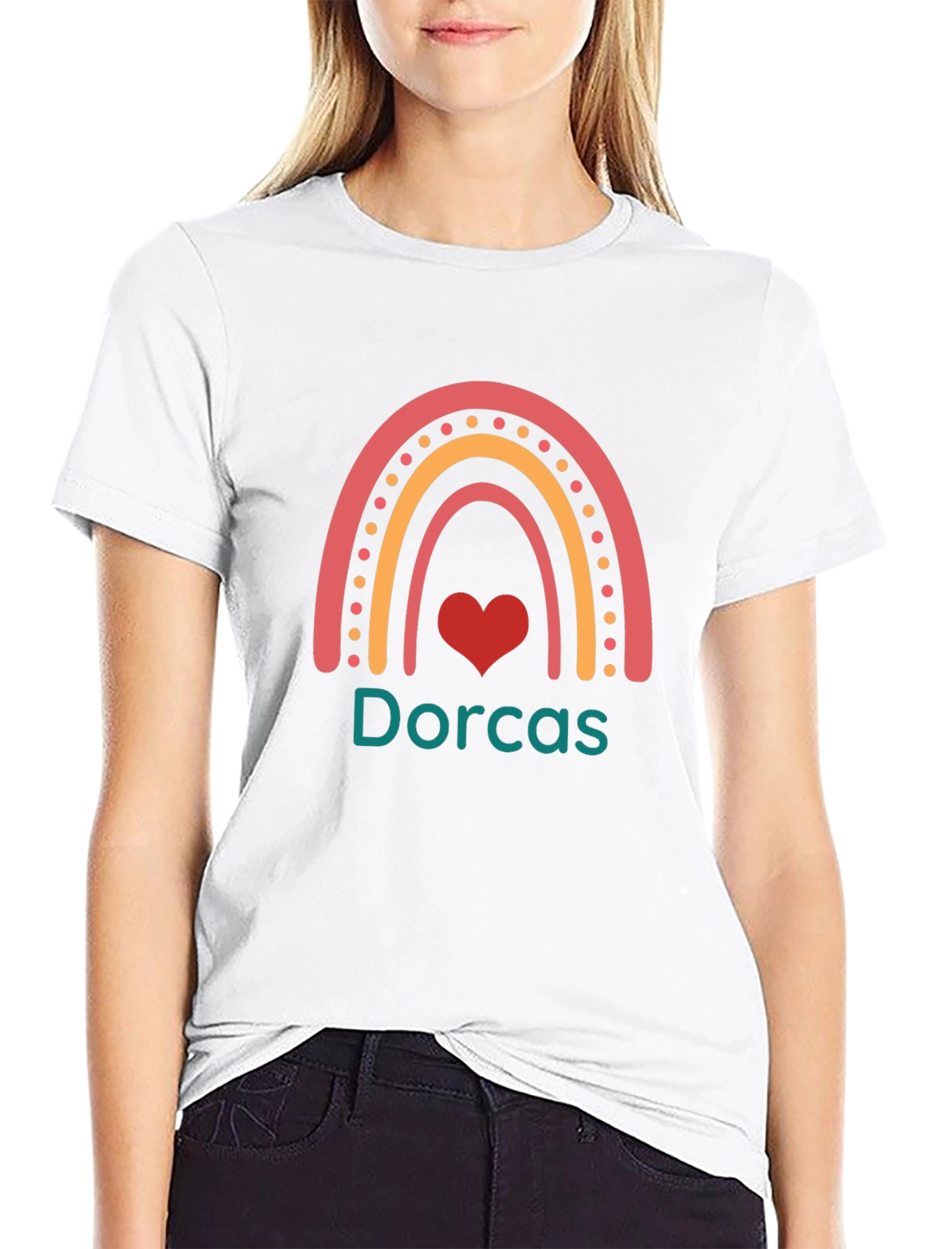 Dorcas Rainbow Heart Graphic Tee - Black