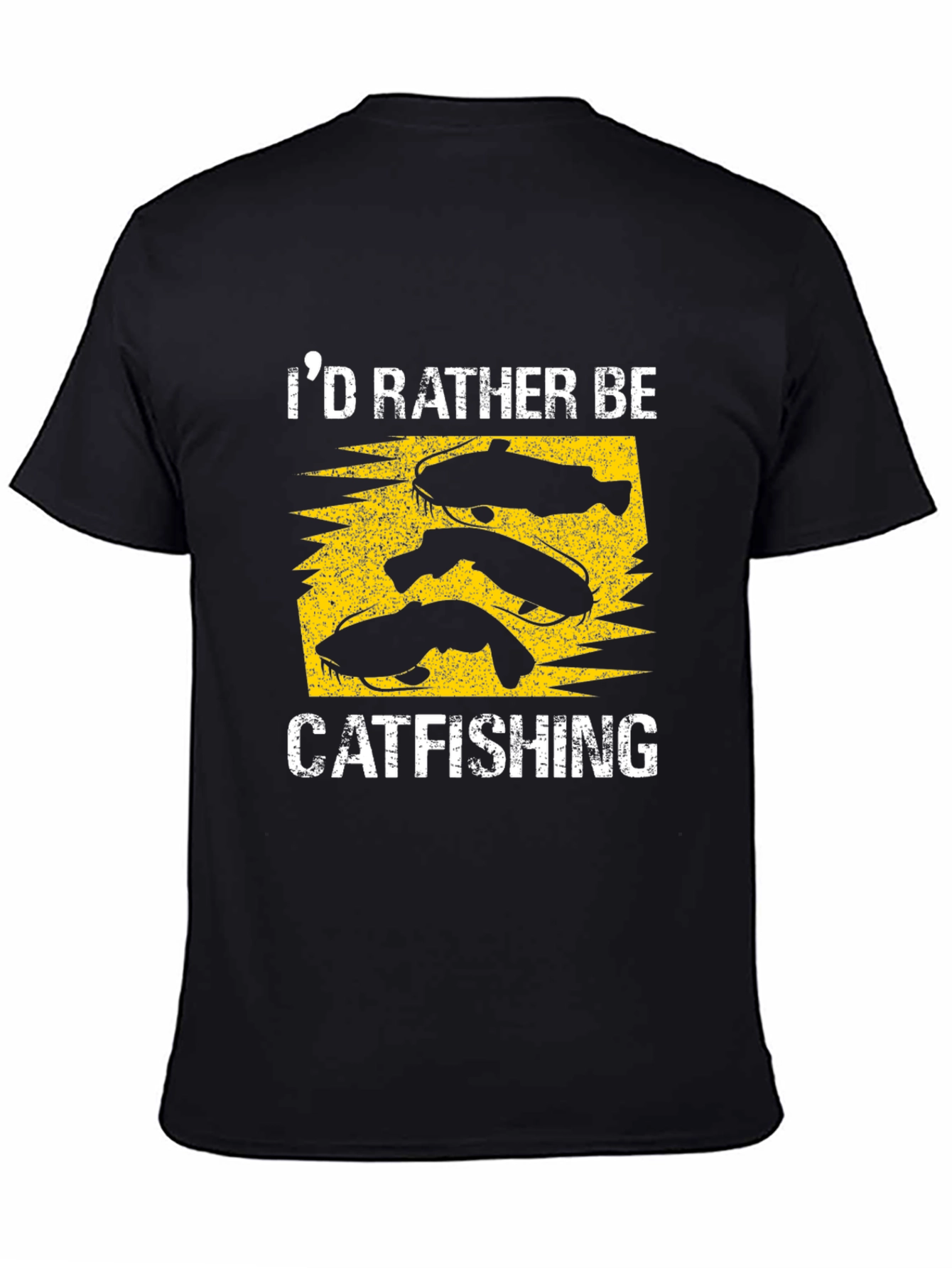 Id Rather Be Catfishing Black T-Shirt