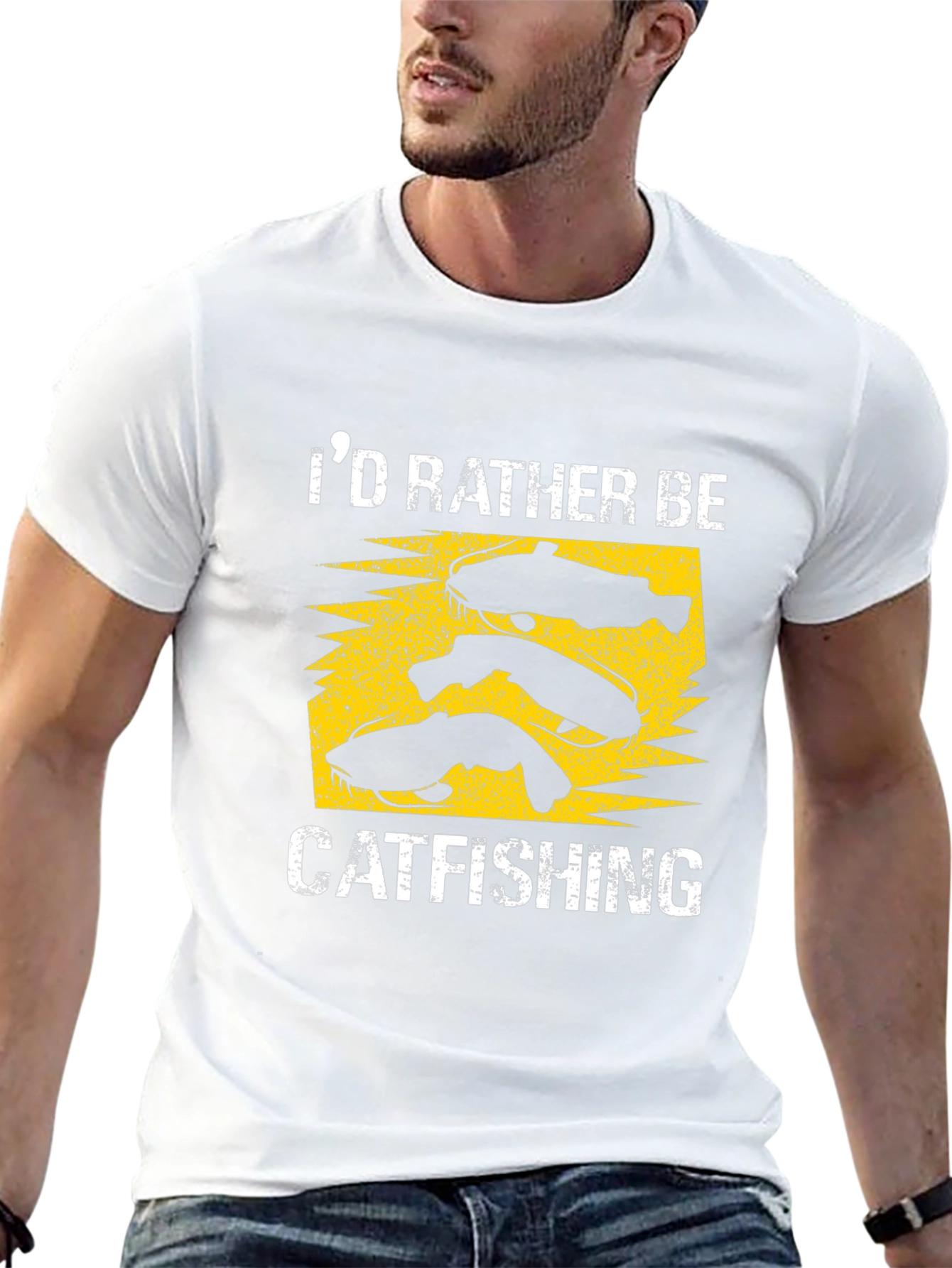 Id Rather Be Catfishing Black T-Shirt