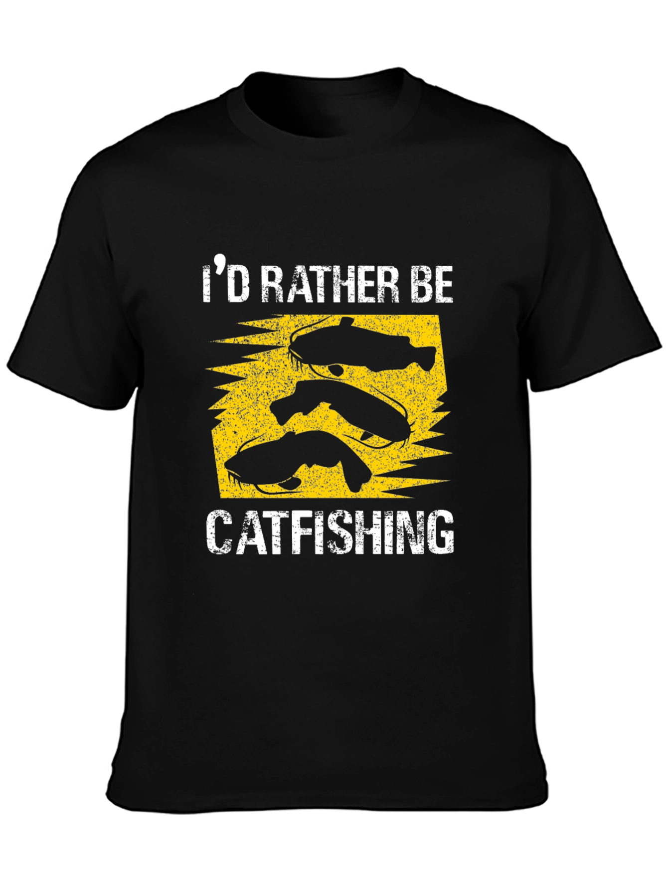 Id Rather Be Catfishing Black T-Shirt