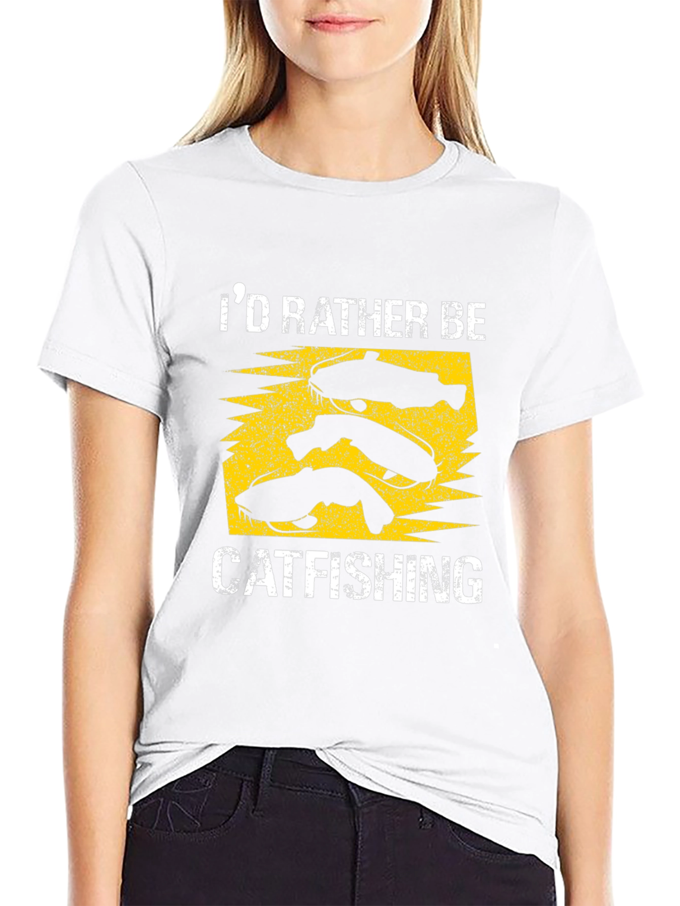 Id Rather Be Catfishing Black T-Shirt