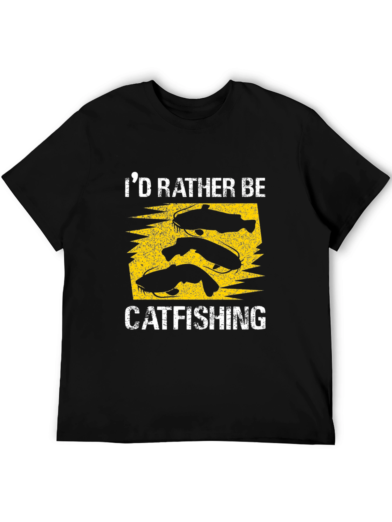 Id Rather Be Catfishing Black T-Shirt