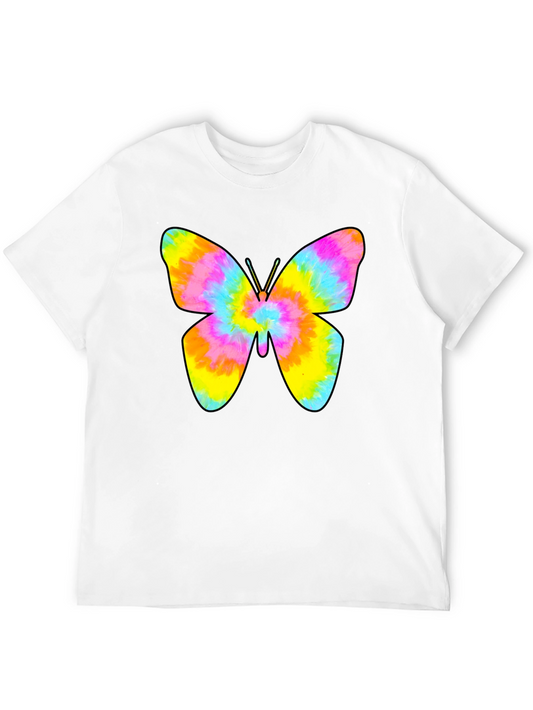Tie Dye Butterfly Graphic Black T-Shirt