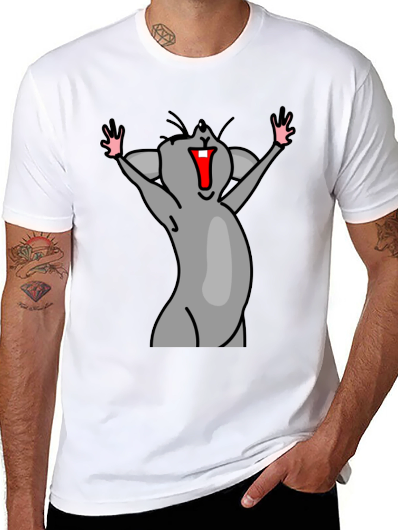 Funny Mouse Cartoon Black T-Shirt