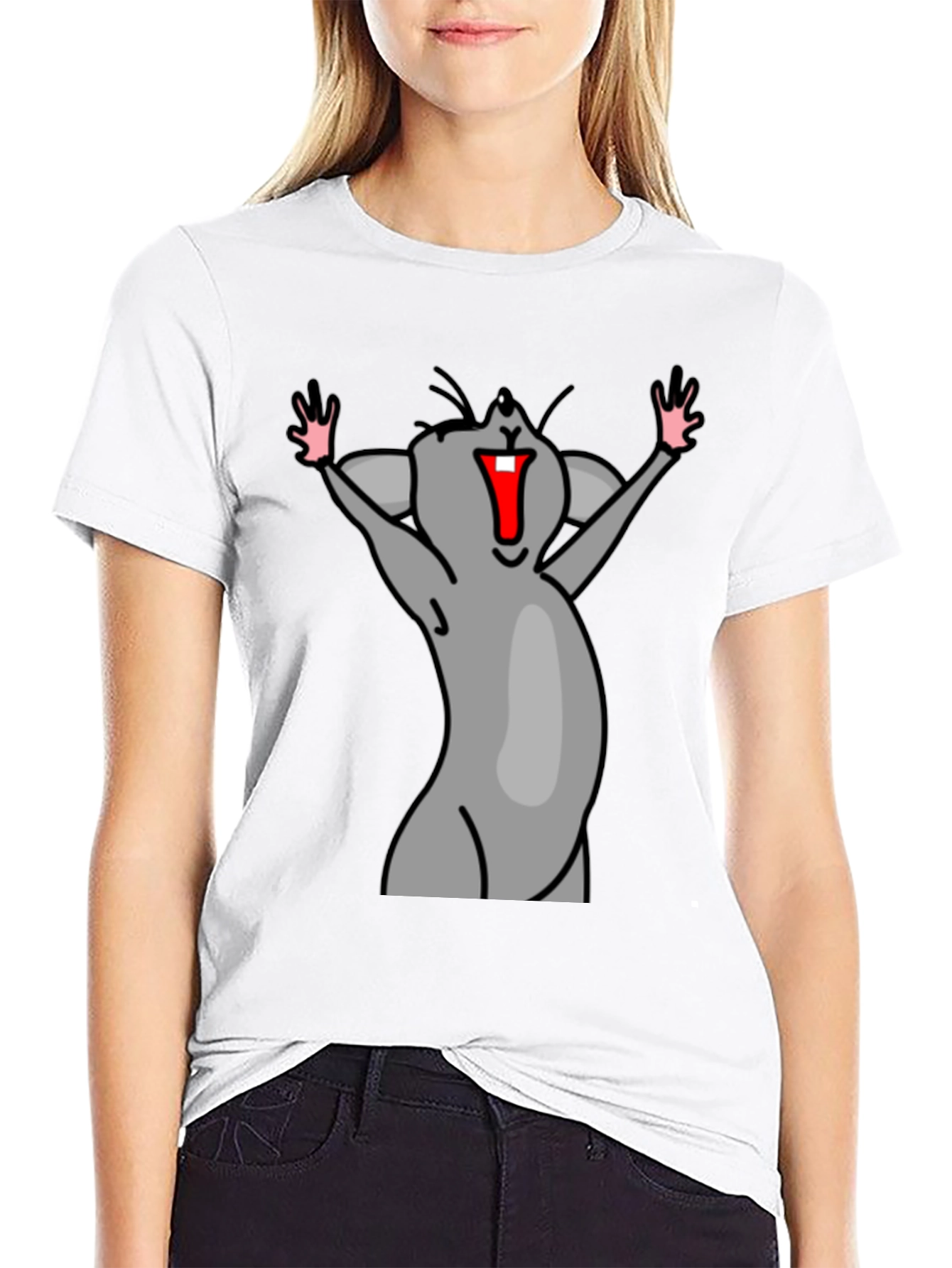 Funny Mouse Cartoon Black T-Shirt