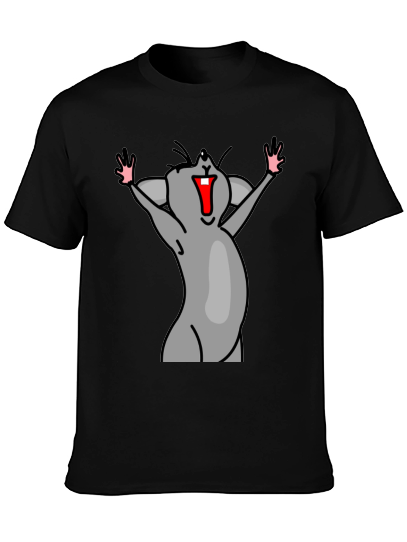 Funny Mouse Cartoon Black T-Shirt