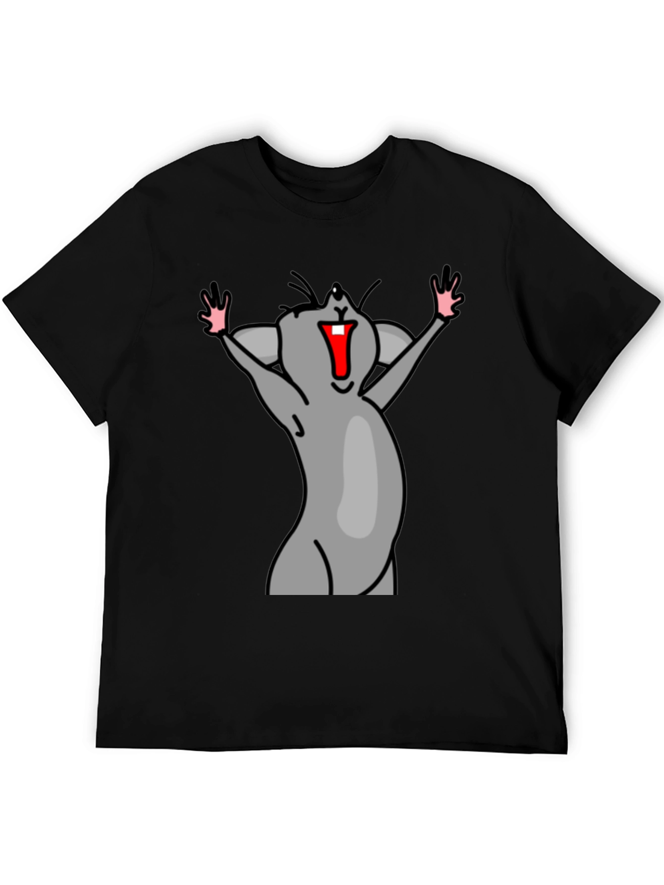 Funny Mouse Cartoon Black T-Shirt