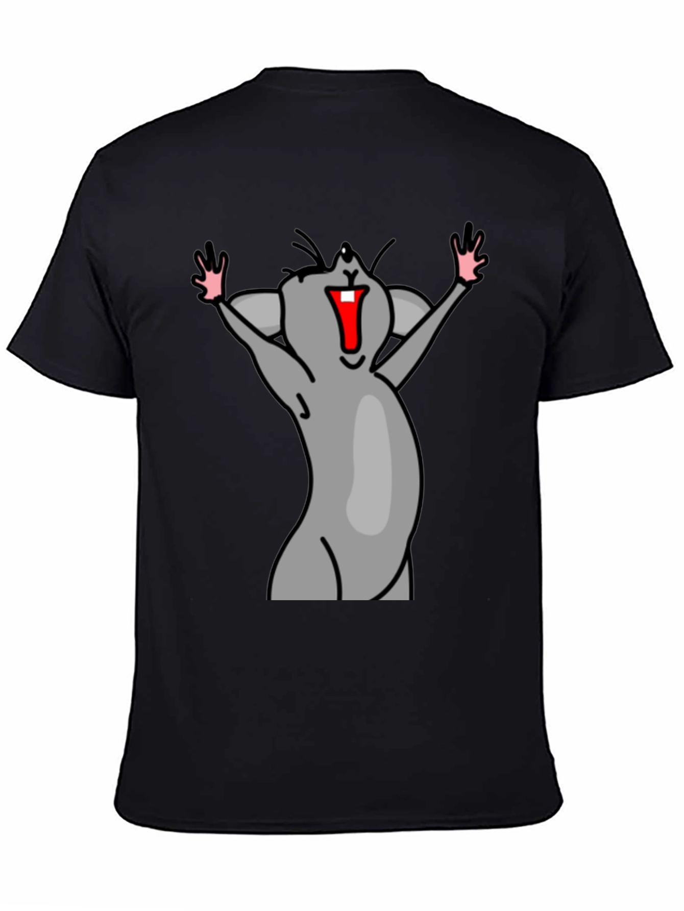 Funny Mouse Cartoon Black T-Shirt