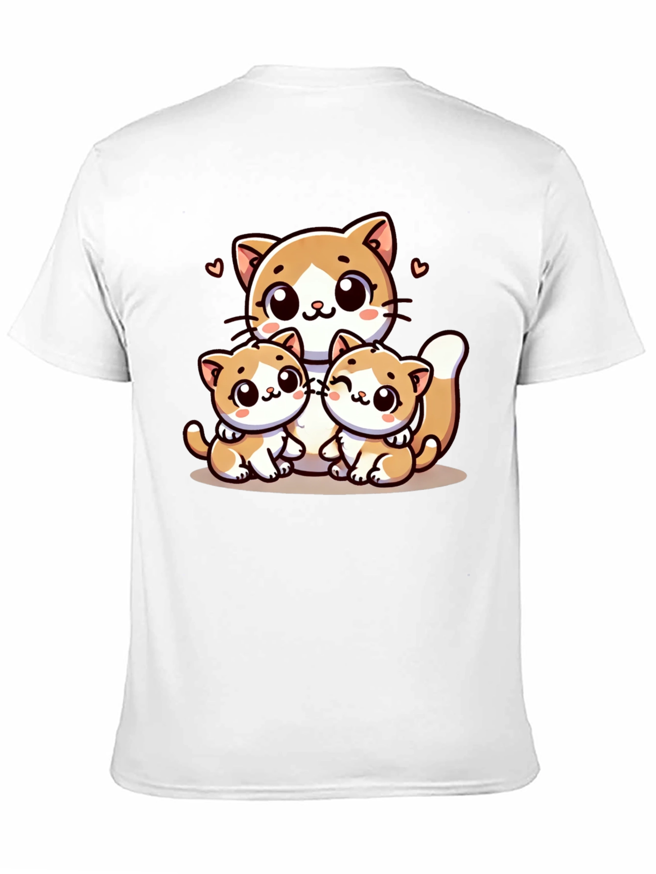 Cute Cat Family Graphic Black T-Shirt