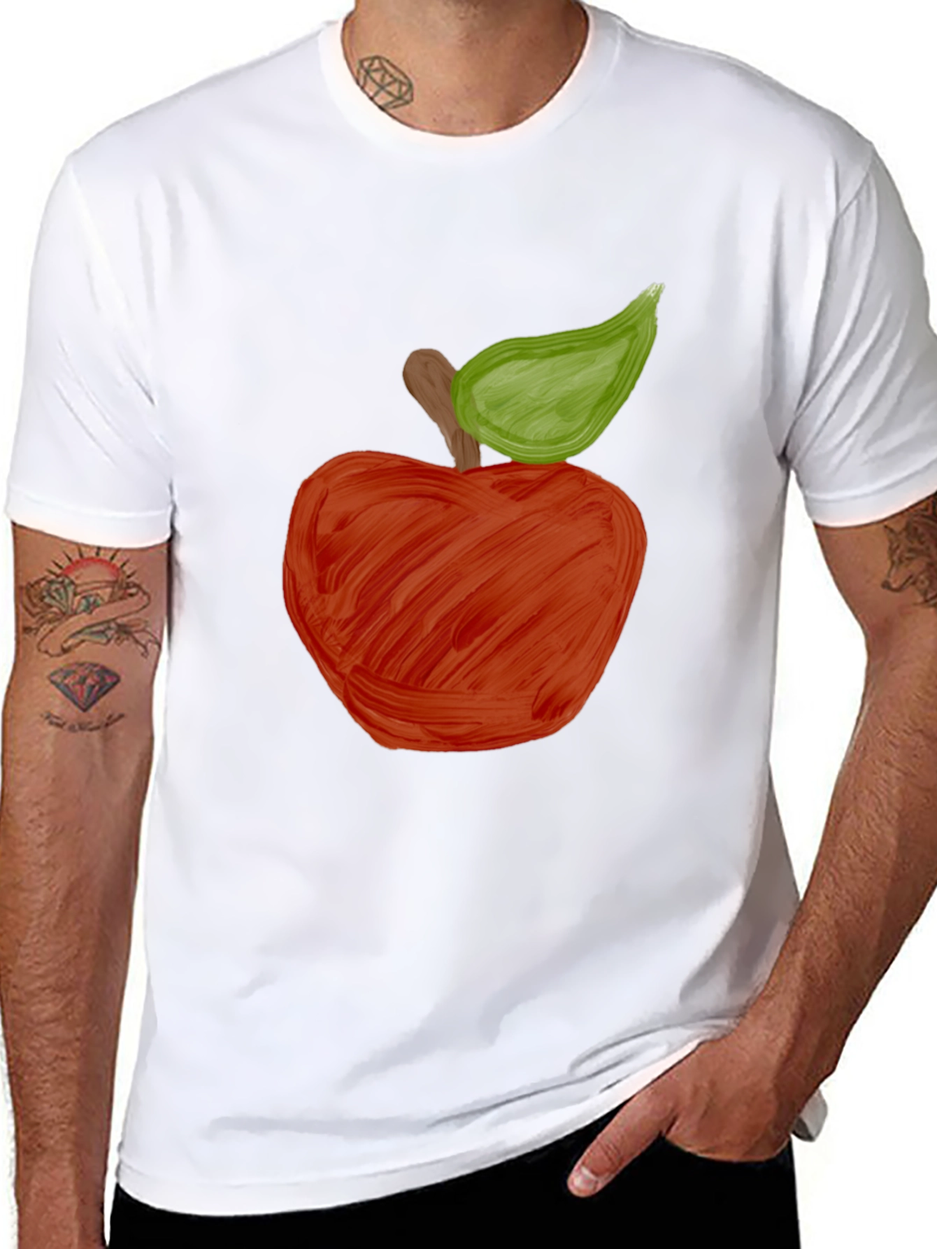 Red Apple Graphic Black T-Shirt - Unisex Casual Tee