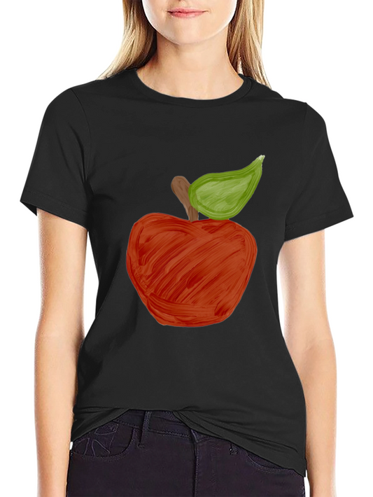 Red Apple Graphic Black T-Shirt - Unisex Casual Tee