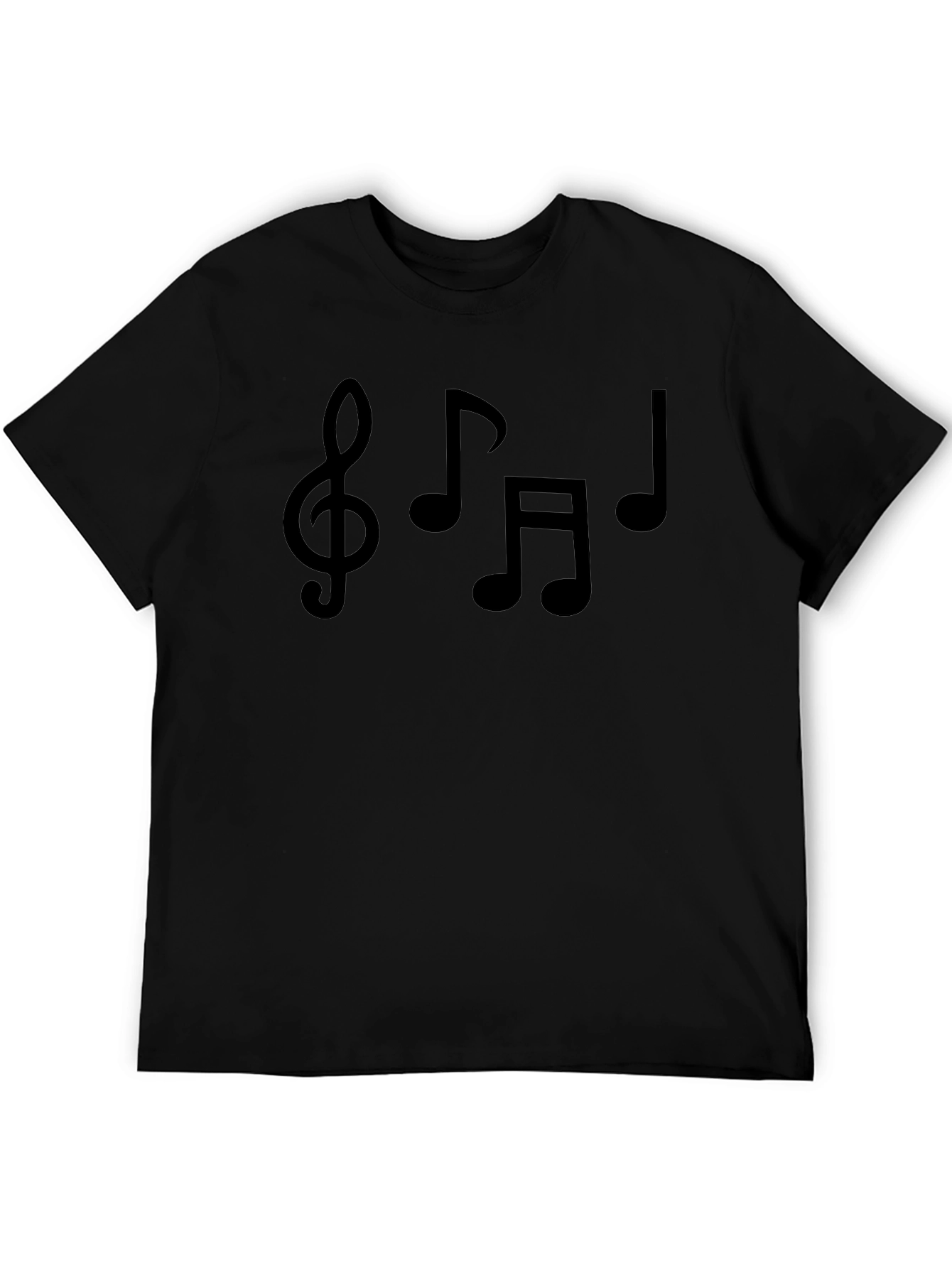 Musical Notes Graphic Tee - Black Cotton T-Shirt