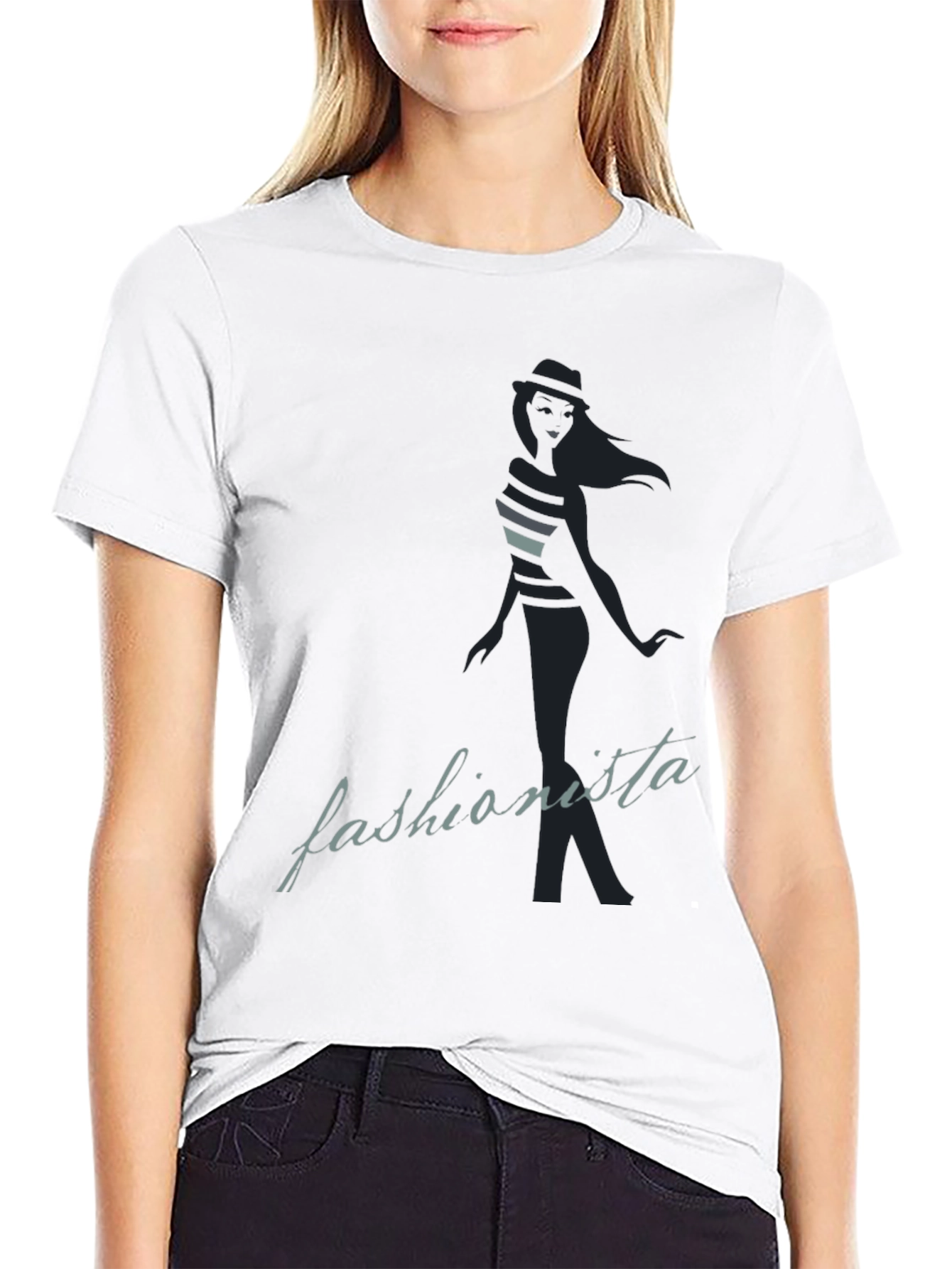 Fashionista Graphic Tee - Stylish Black T-Shirt