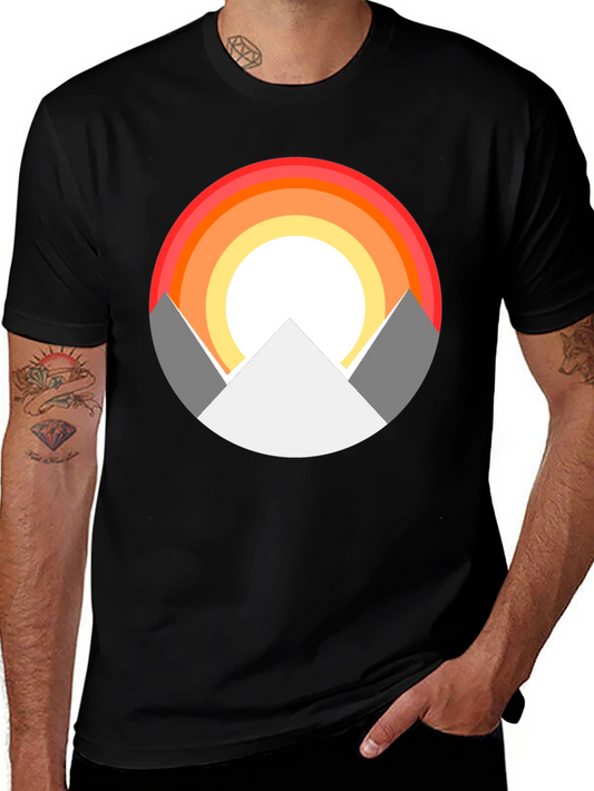 Mountain Sunset Graphic Tee - Stylish Black T-Shirt