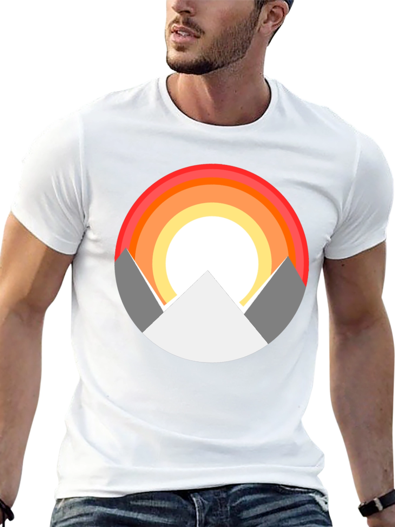 Mountain Sunset Graphic Tee - Stylish Black T-Shirt