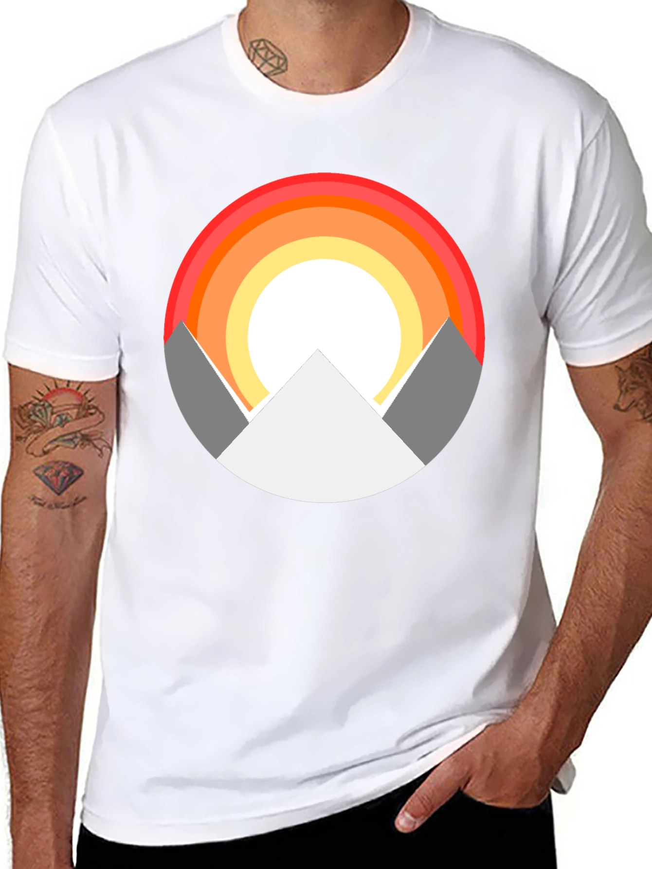 Mountain Sunset Graphic Tee - Stylish Black T-Shirt