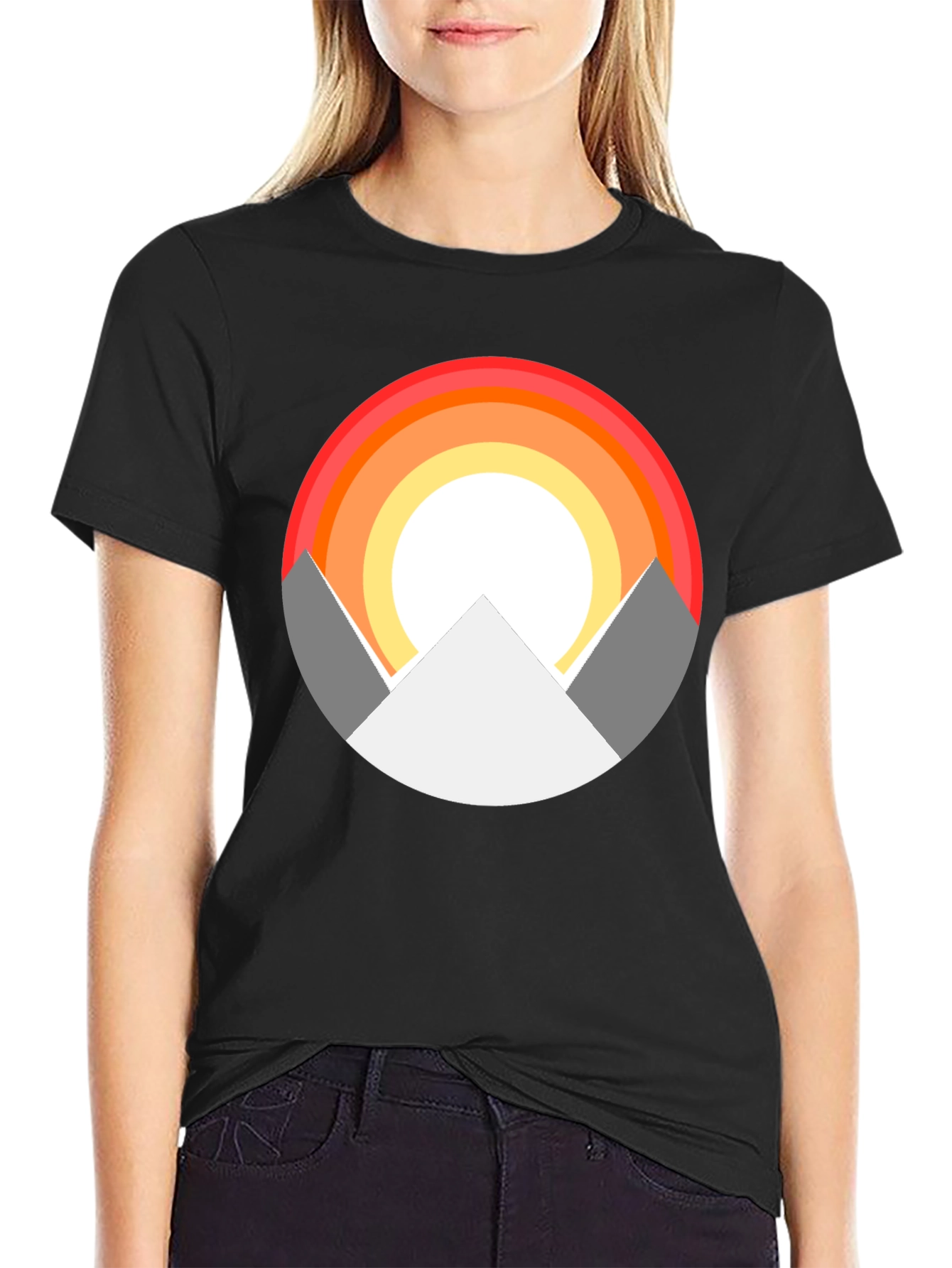Mountain Sunset Graphic Tee - Stylish Black T-Shirt