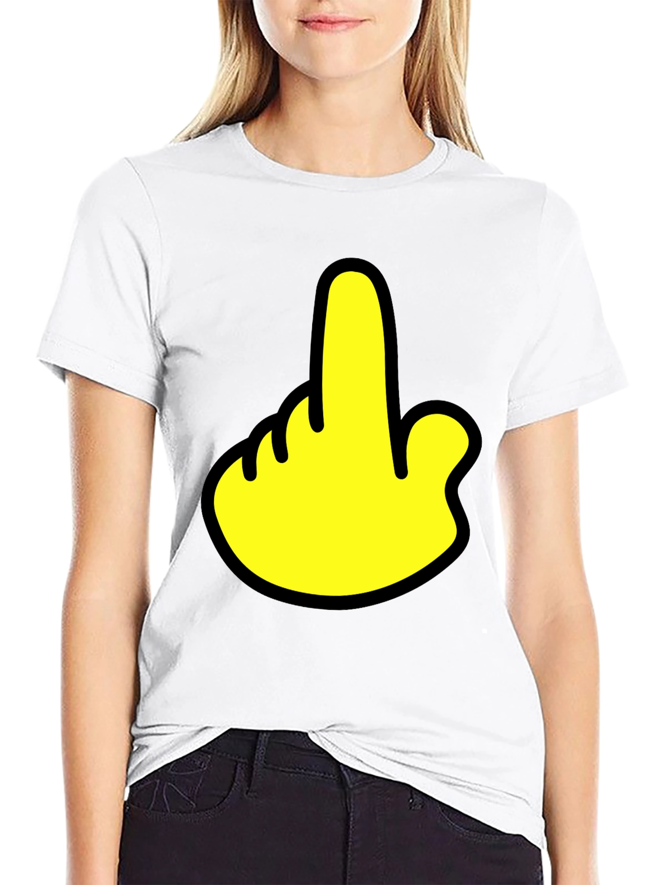 Humorous Gesture Graphic T-Shirt - Casual Black Tee