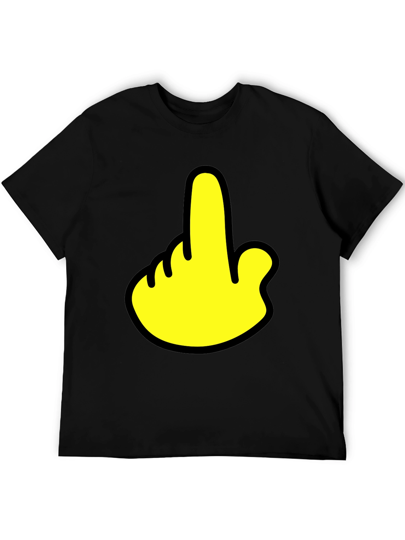 Humorous Gesture Graphic T-Shirt - Casual Black Tee