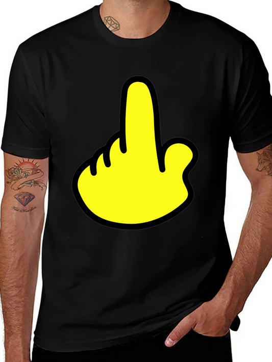 Humorous Gesture Graphic T-Shirt - Casual Black Tee