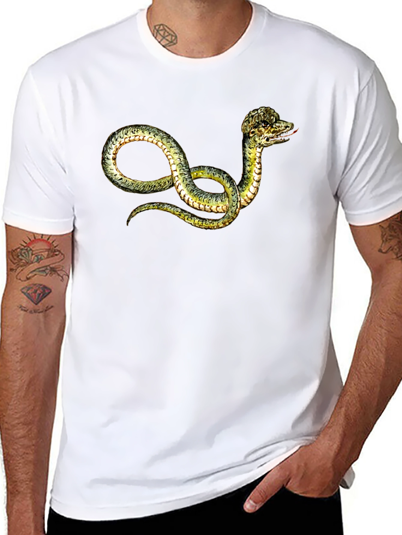 Snake Print Black T-Shirt
