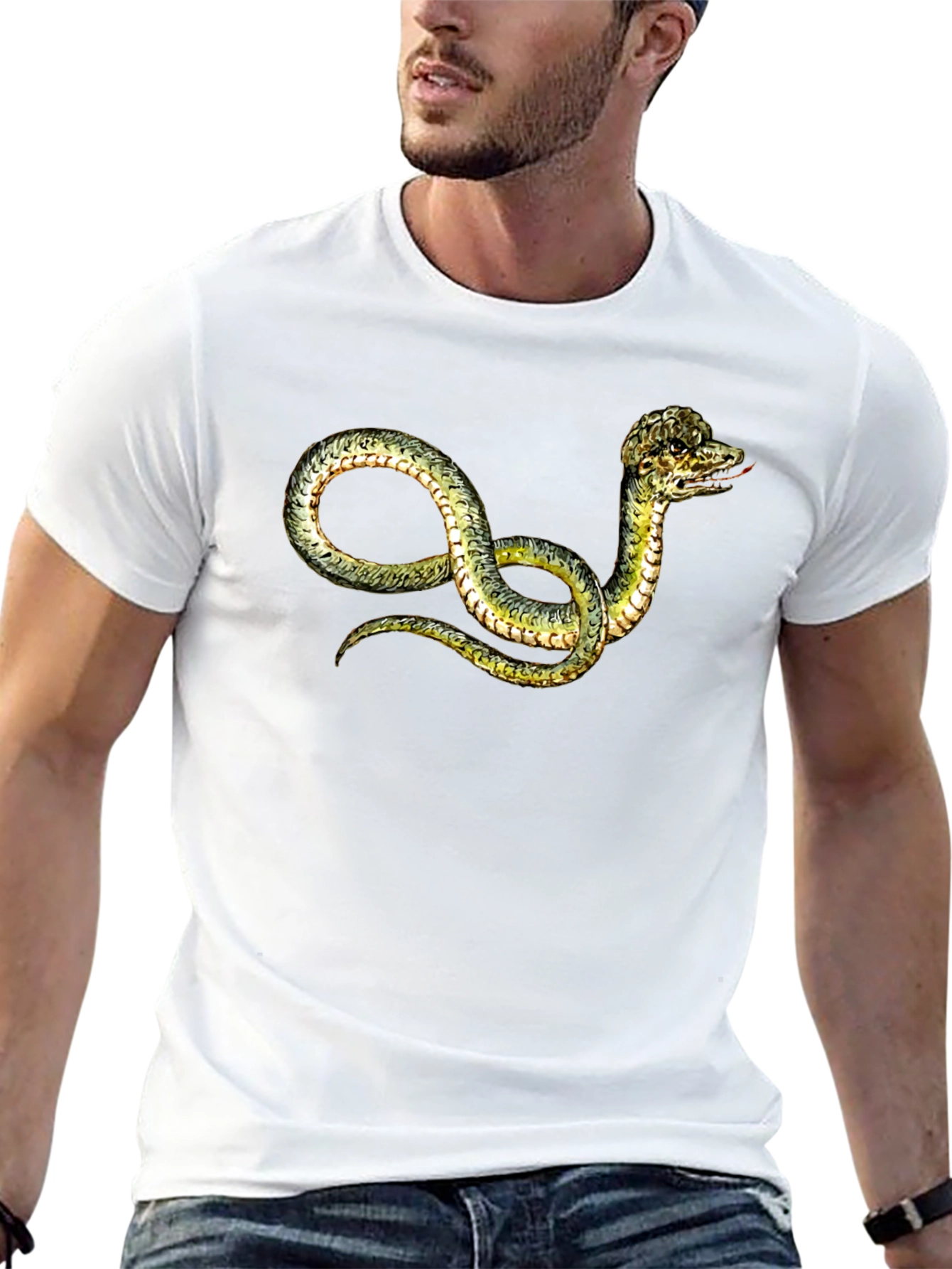 Snake Print Black T-Shirt
