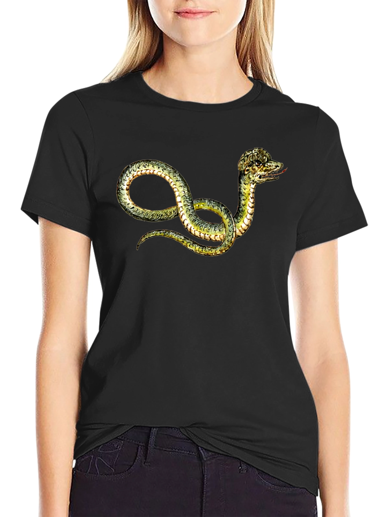 Snake Print Black T-Shirt