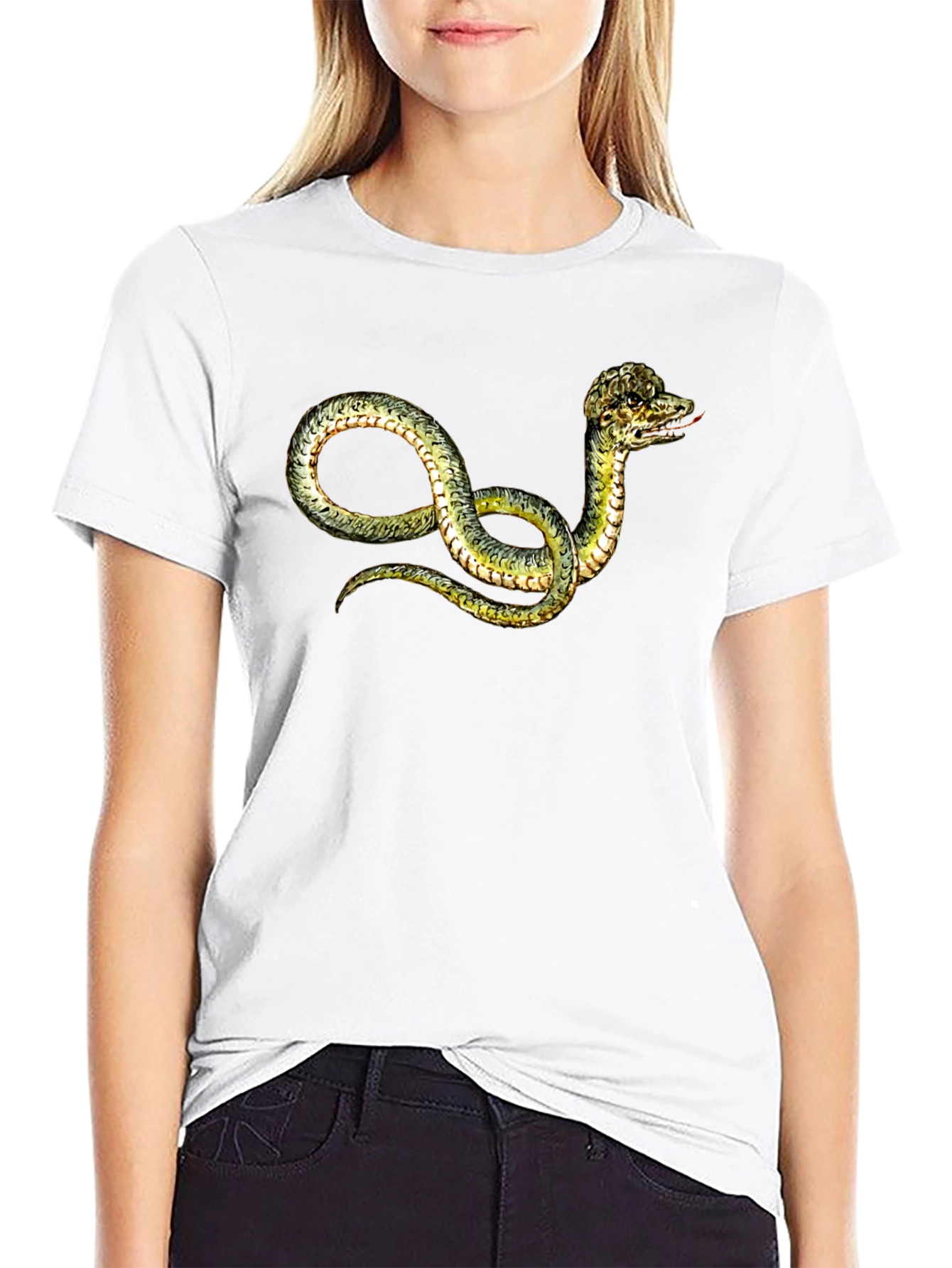 Snake Print Black T-Shirt