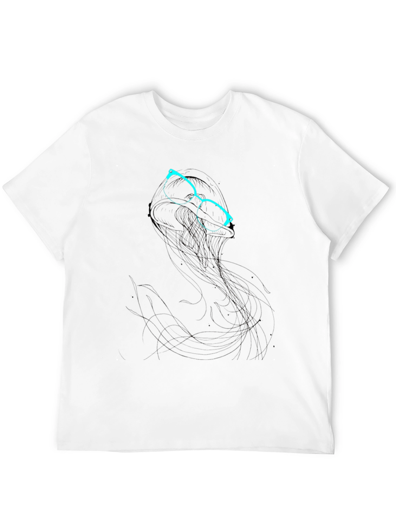 Abstract Glasses Graphic Print Black T-Shirt