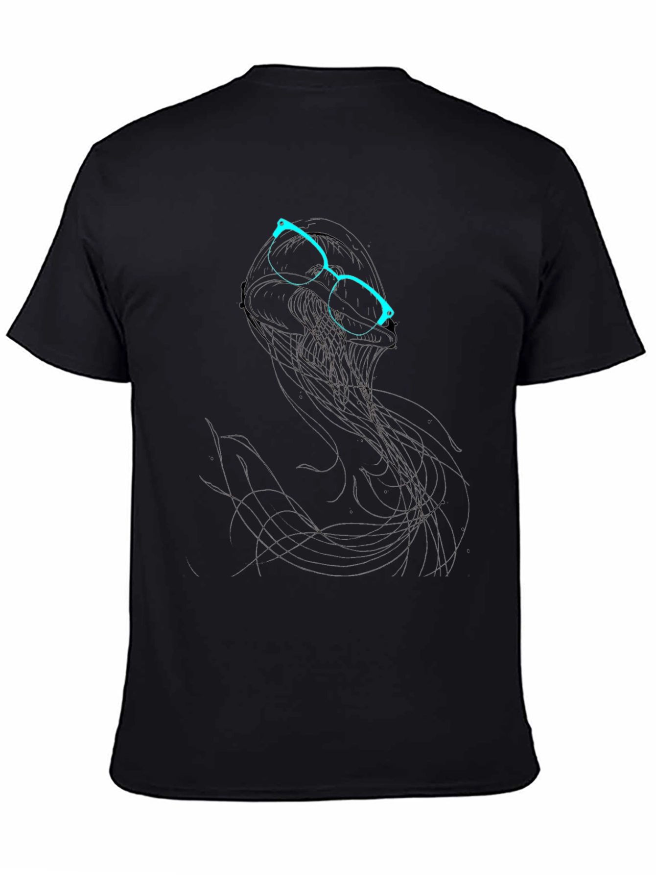 Abstract Glasses Graphic Print Black T-Shirt