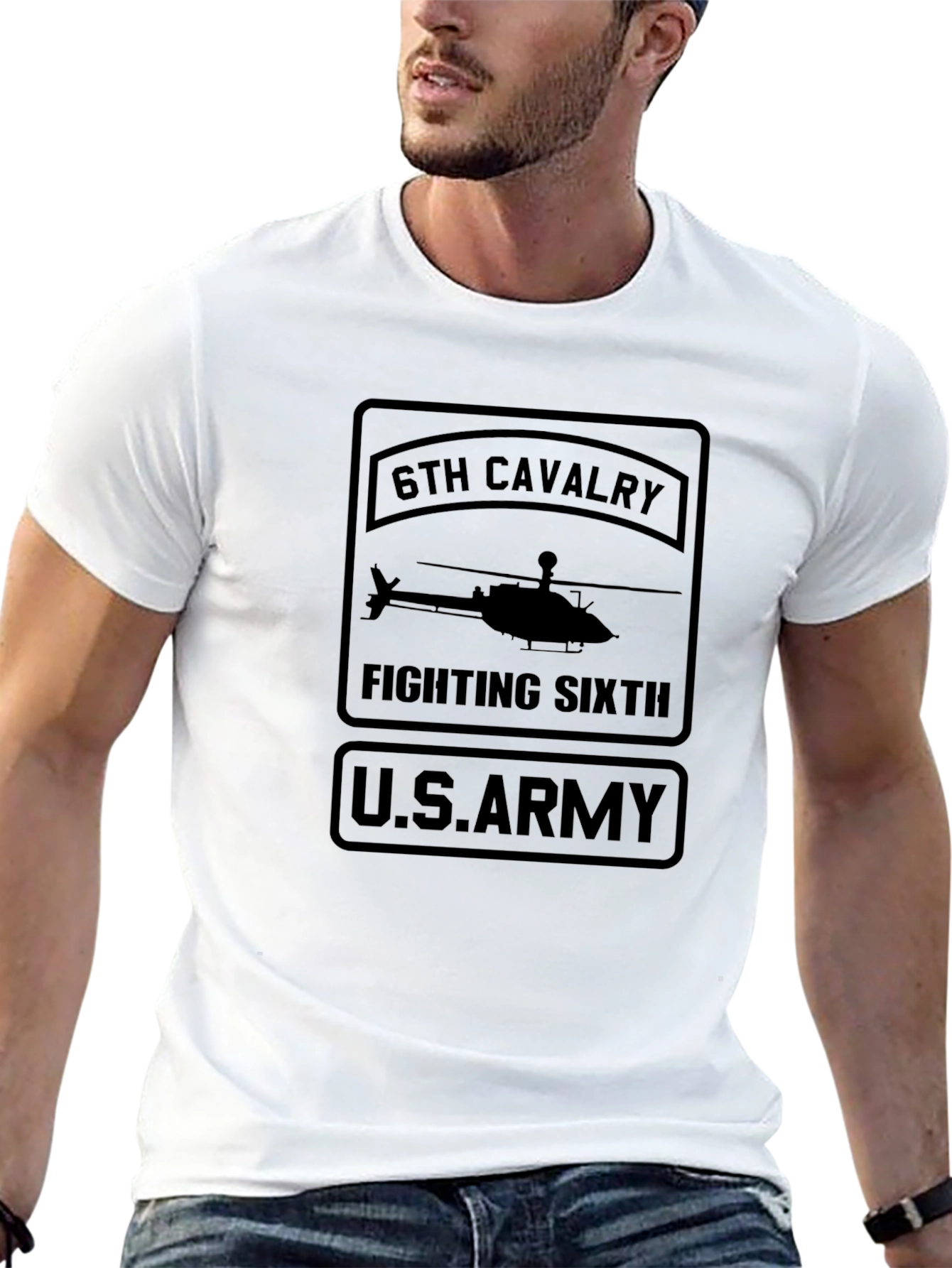 6th Cavalry Fighting Sixth U.S. Army Black T-Shirt
