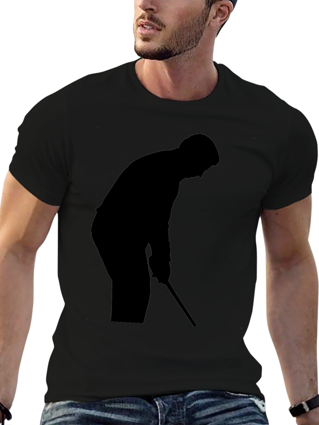 Golfer Silhouette Black T-Shirt