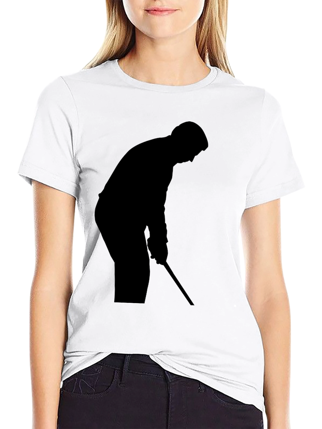 Golfer Silhouette Black T-Shirt