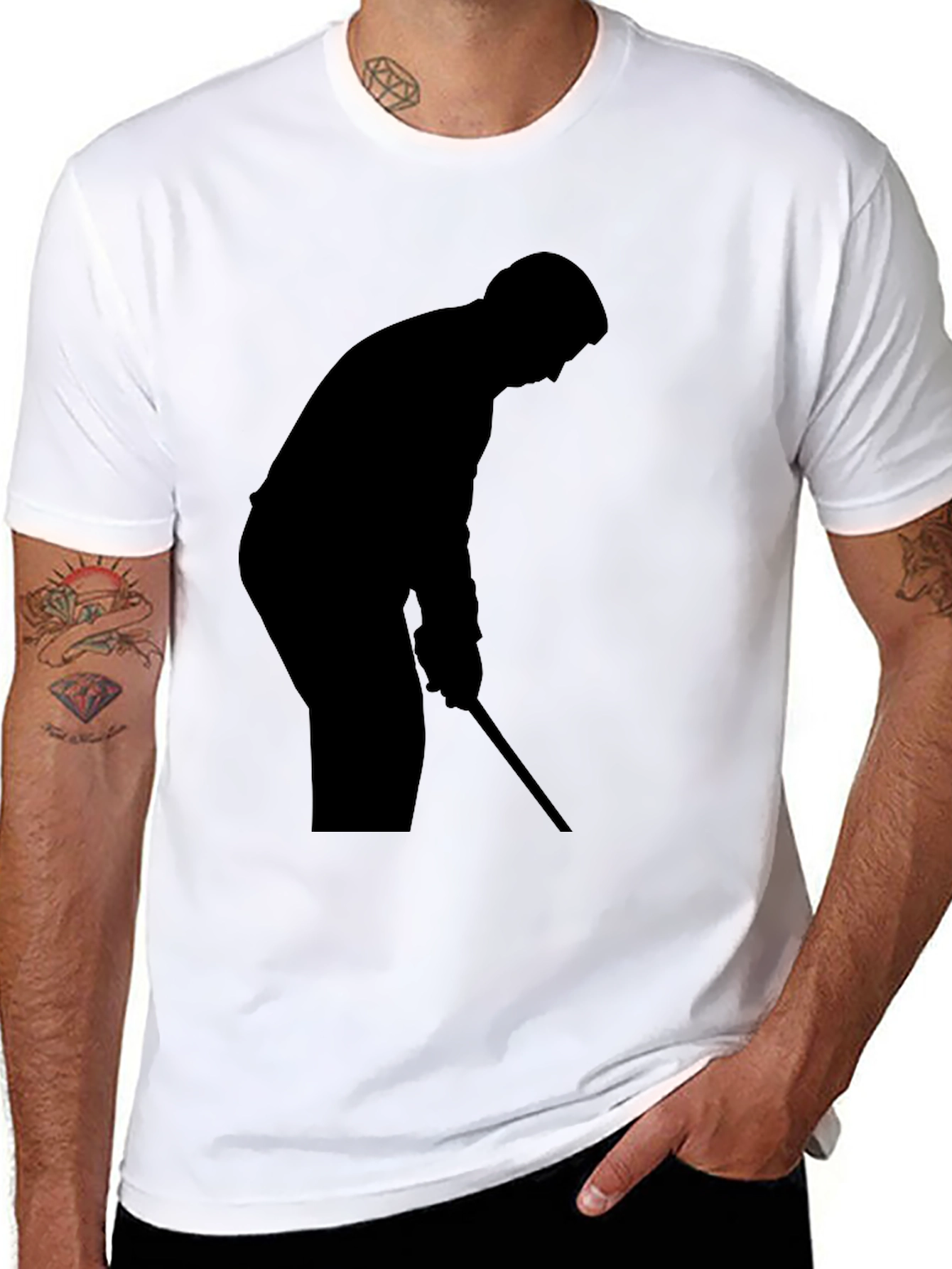 Golfer Silhouette Black T-Shirt