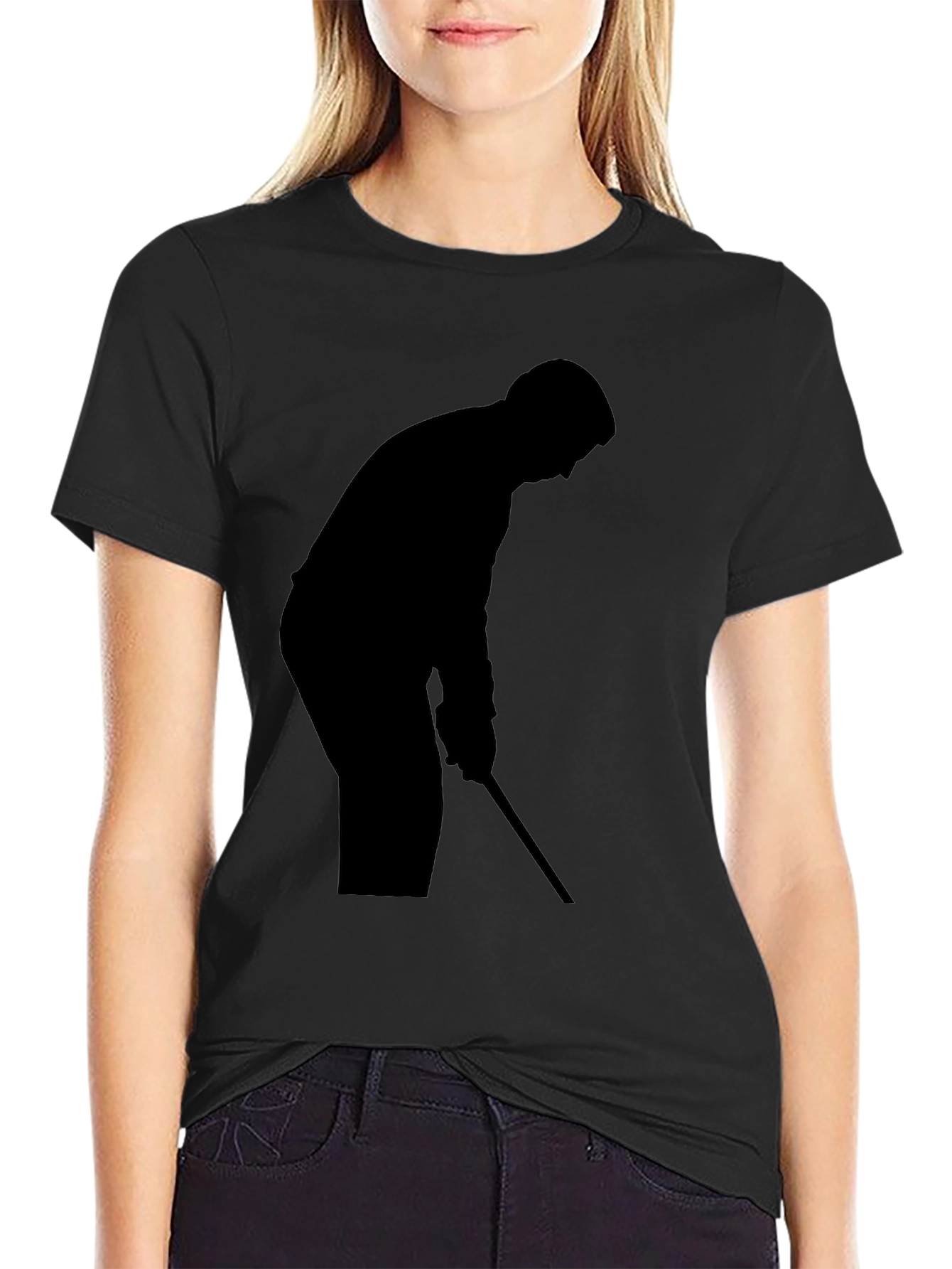 Golfer Silhouette Black T-Shirt