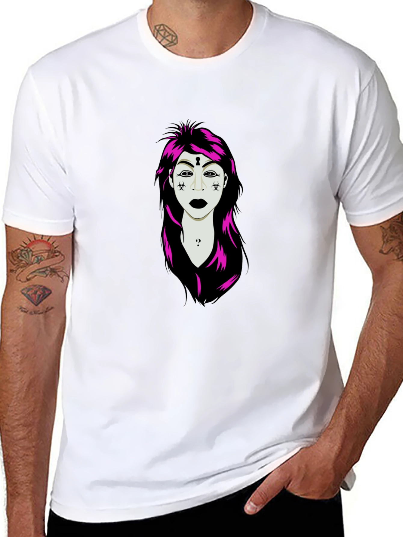 Edgy Graphic T-Shirt: Unique Illustration on Black Tee