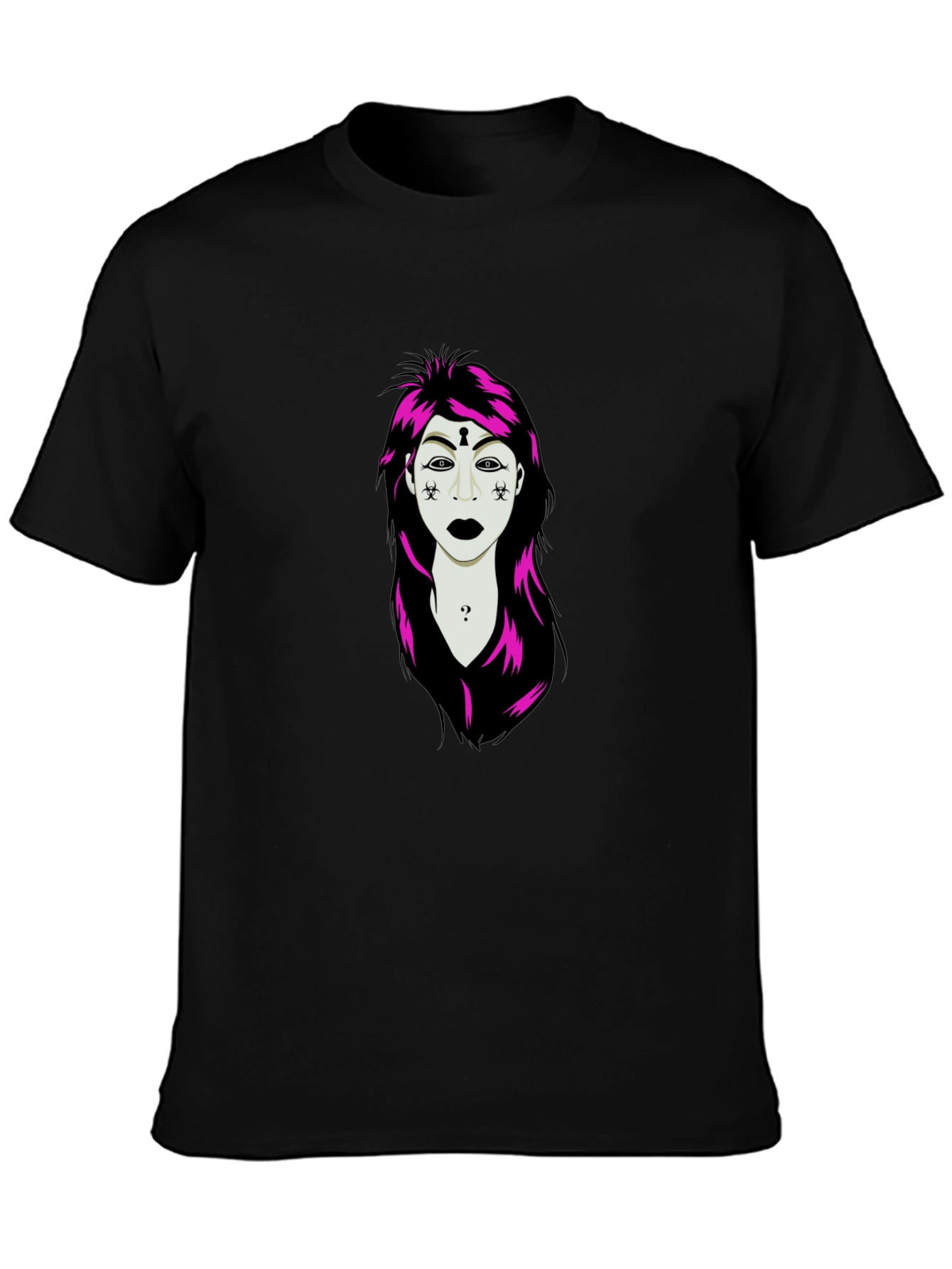 Edgy Graphic T-Shirt: Unique Illustration on Black Tee