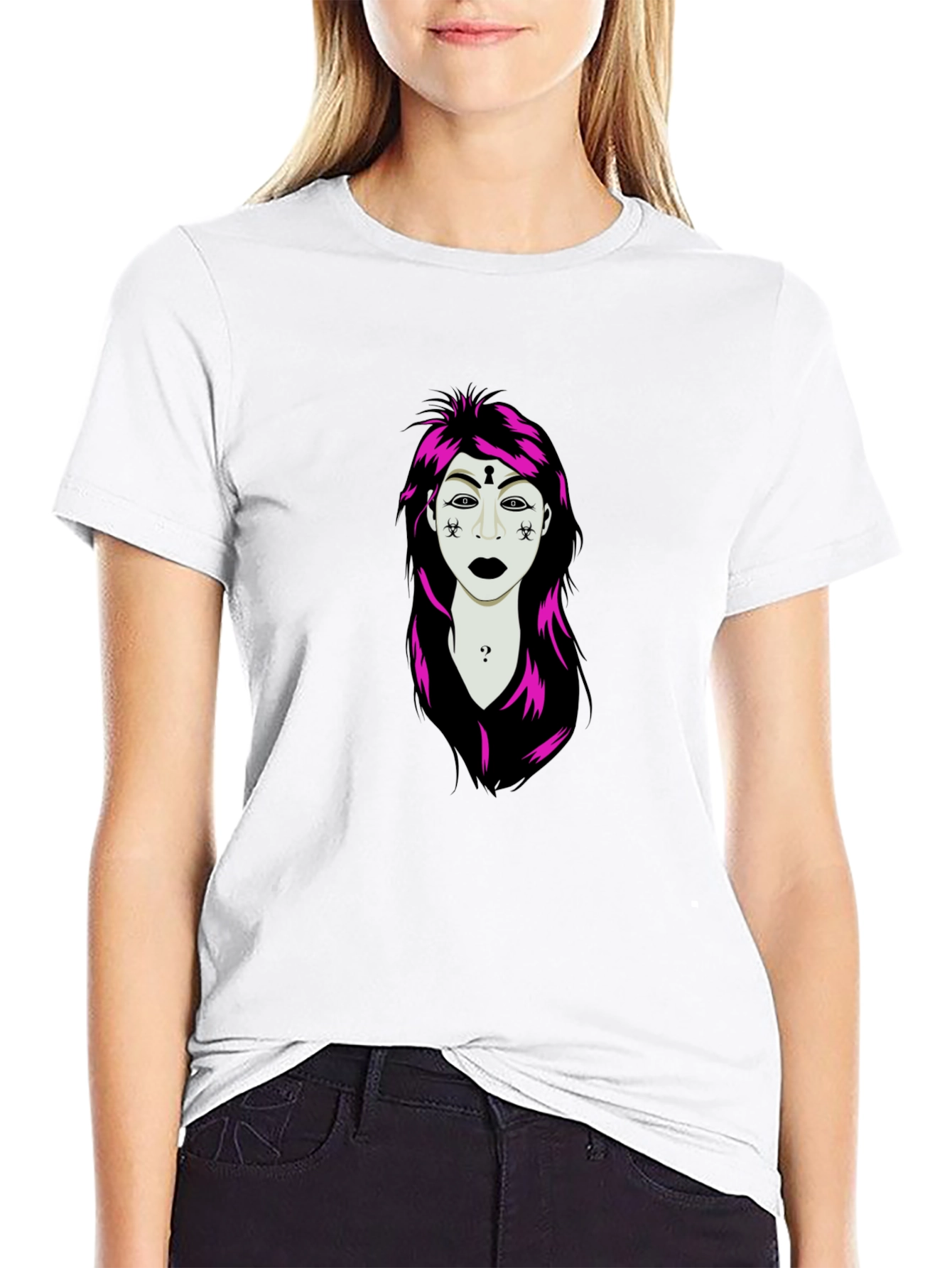 Edgy Graphic T-Shirt: Unique Illustration on Black Tee
