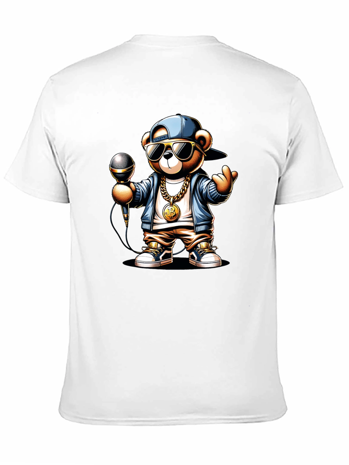Rapper Teddy Bear T-Shirt - Bitcoin Chain Microphone!
