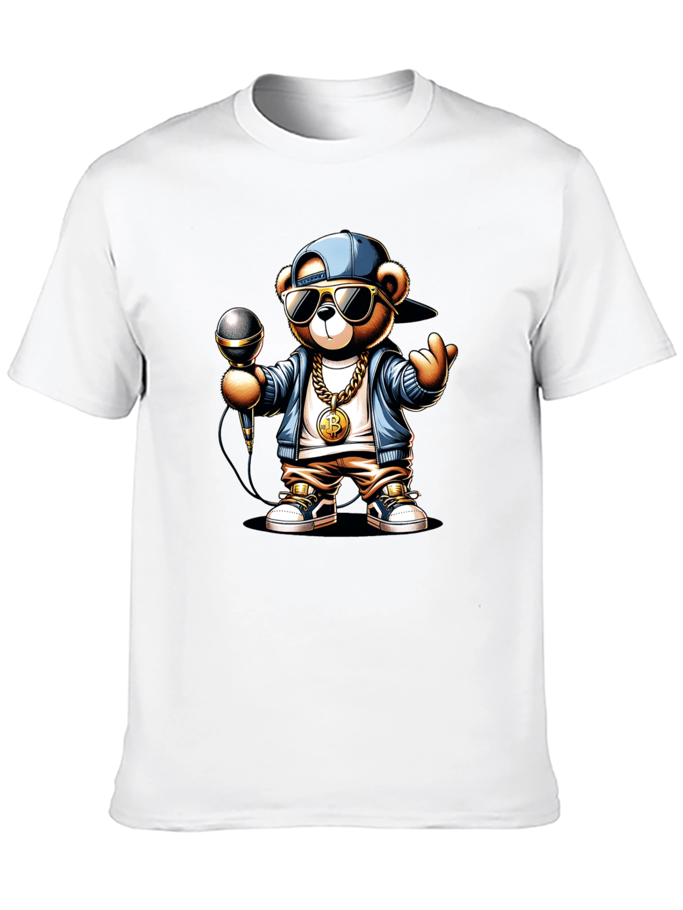 Rapper Teddy Bear T-Shirt - Bitcoin Chain Microphone!