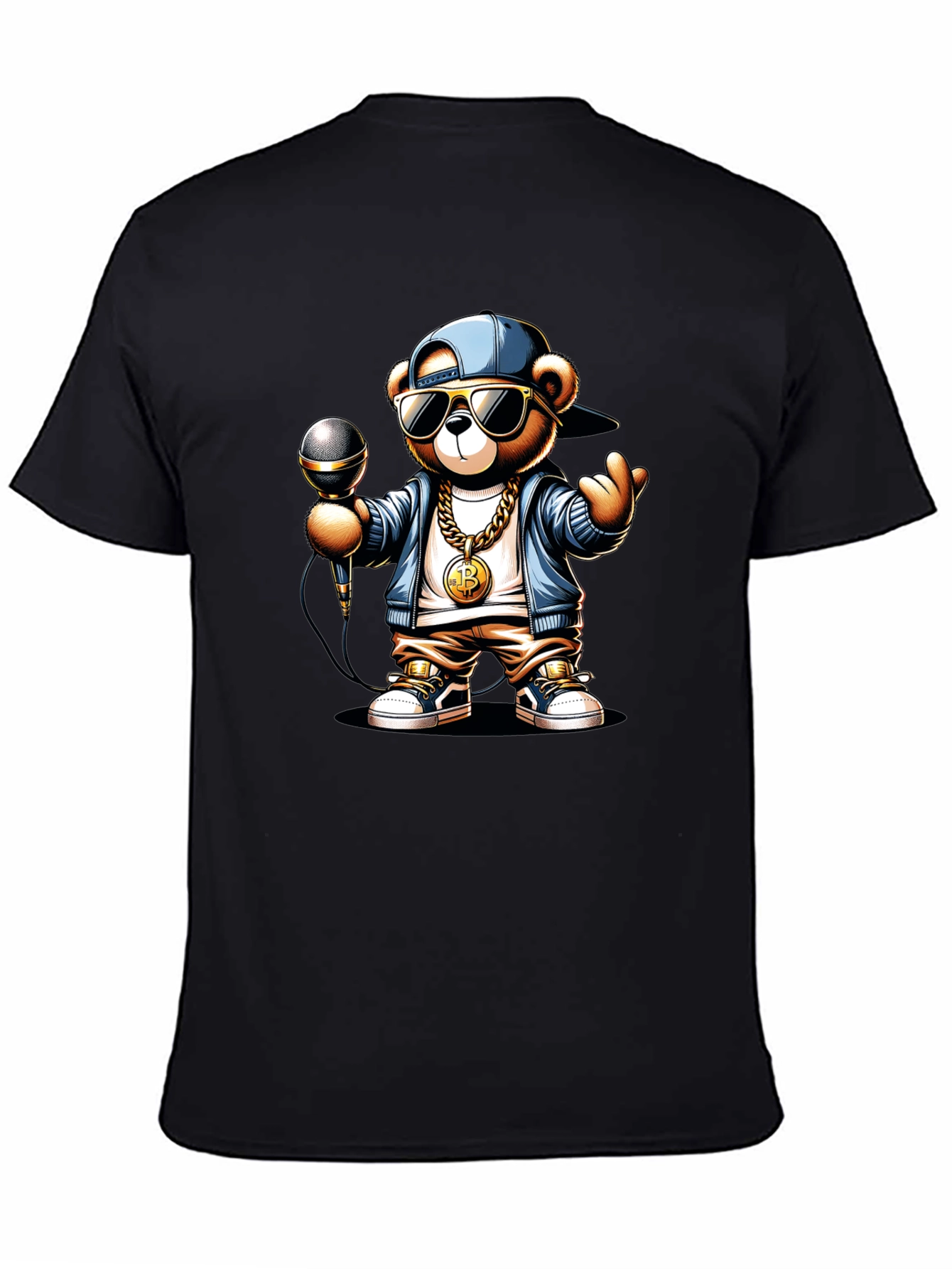 Rapper Teddy Bear T-Shirt - Bitcoin Chain Microphone!