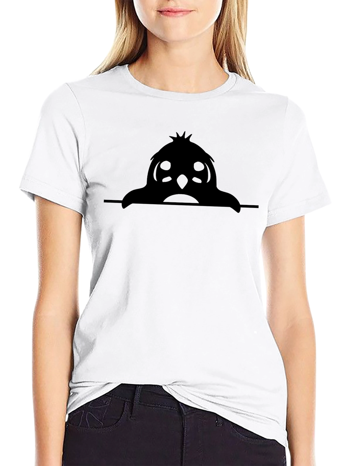 Peek-a-Boo Owl Graphic Tee - Soft Cotton Black Shirt