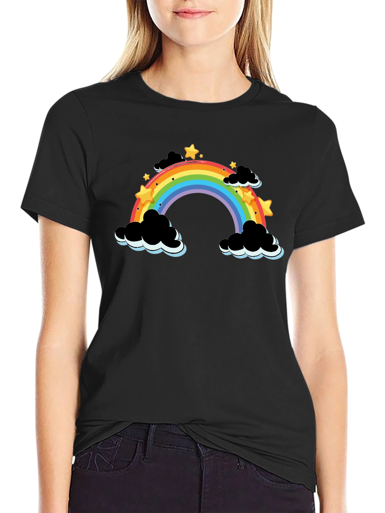 Rainbow Cloud Graphic Tee - Mens Black T-Shirt