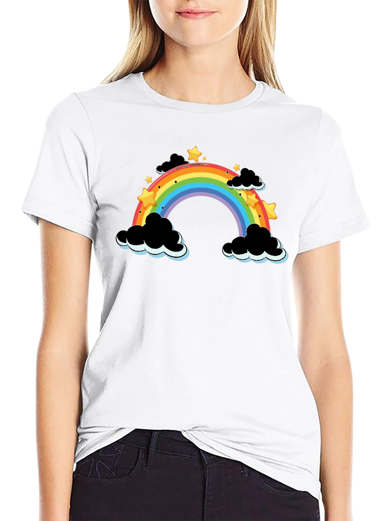 Rainbow Cloud Graphic Tee - Mens Black T-Shirt
