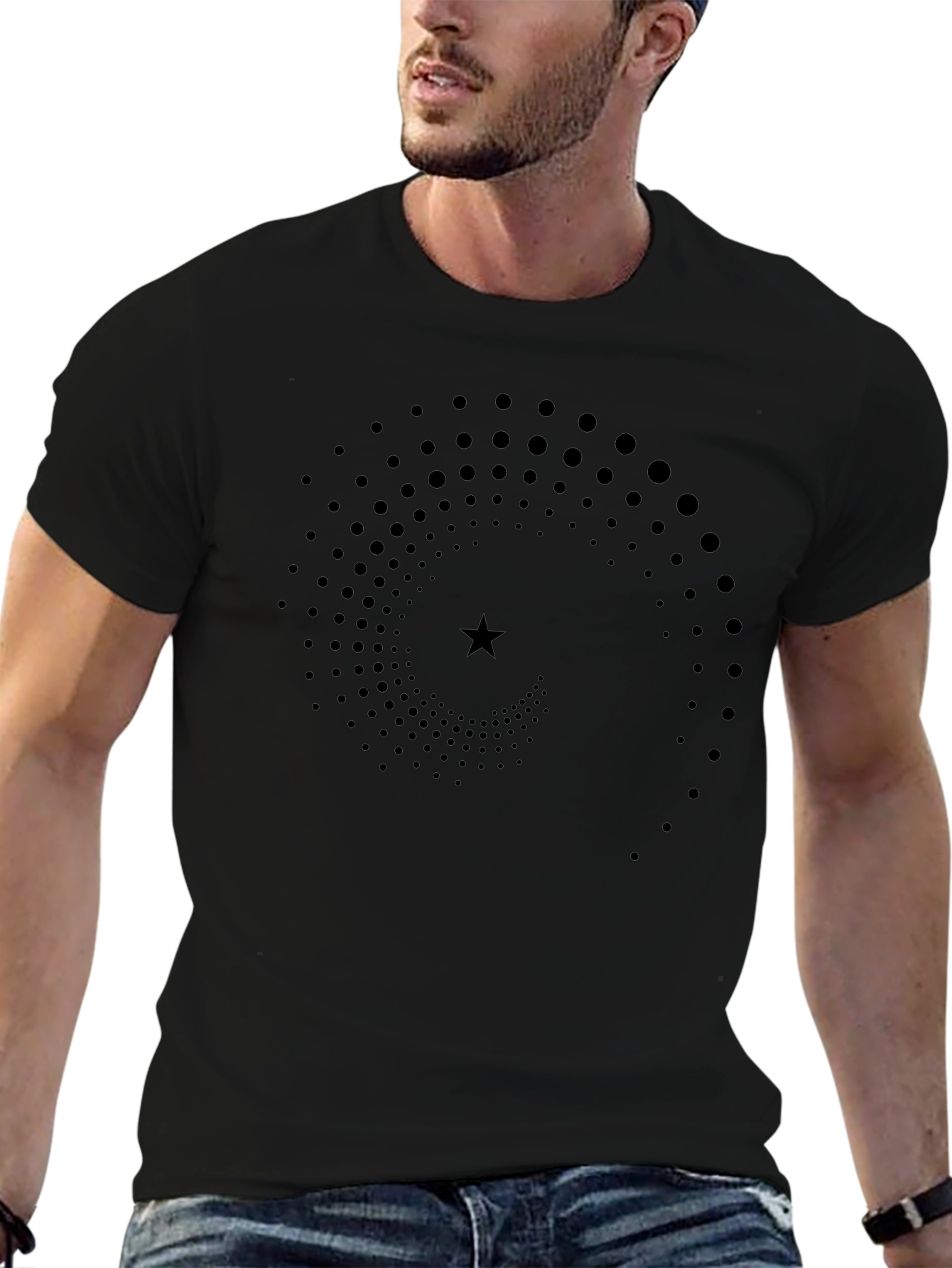 Spiral Star Graphic T-Shirt - Black