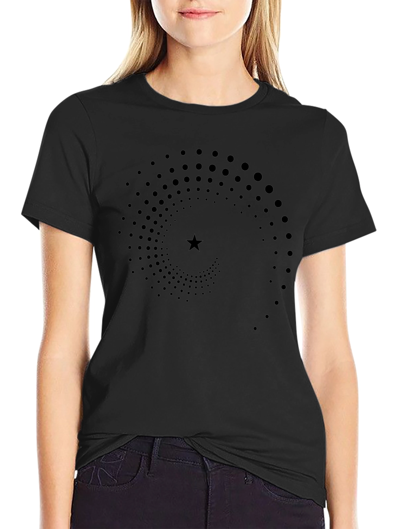 Spiral Star Graphic T-Shirt - Black