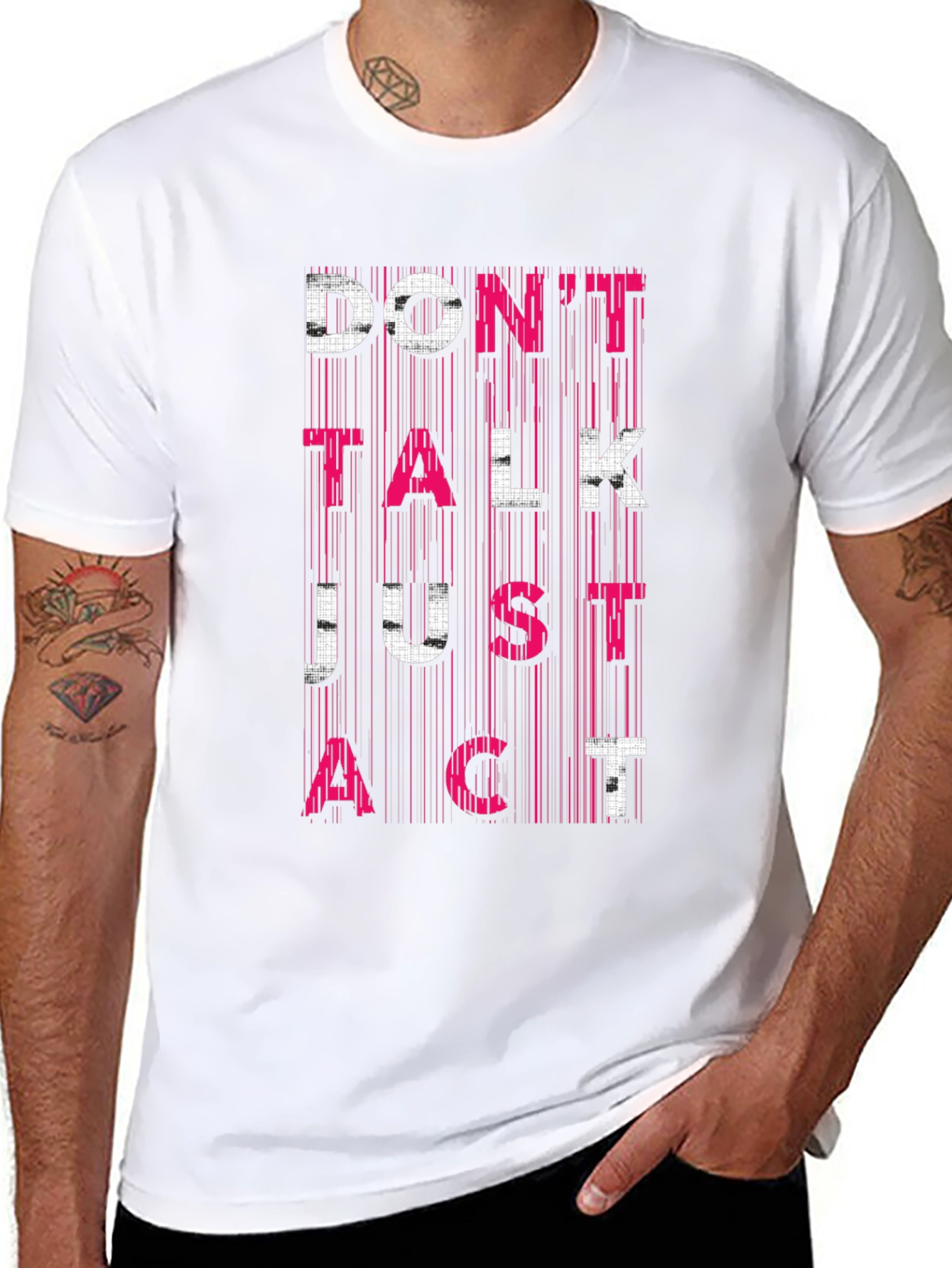 Dont Talk Just Act Mens Black Graphic Tee